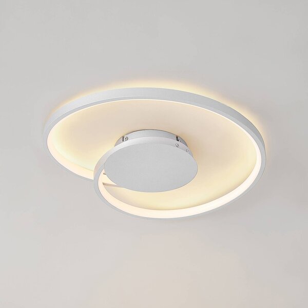 Lucande LED mennyezeti lámpa Enesa, Ø 46 cm, 2.700 K, fényerőszabályozható, dimmelhető, Alu / szürke / cink, Hálószoba, fém, Modern