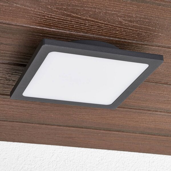 Lucande LED kültéri mennyezeti lámpa Mabella, 23 cm, antracit, Fekete, Alumínium, Modern