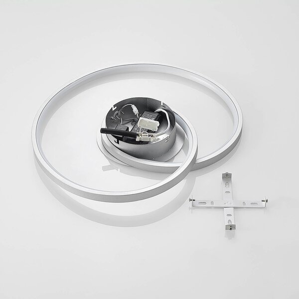 Lucande LED mennyezeti lámpa Enesa, Ø 46 cm, 2.700 K, fényerőszabályozható, dimmelhető, Alu / szürke / cink, Hálószoba, fém, Modern