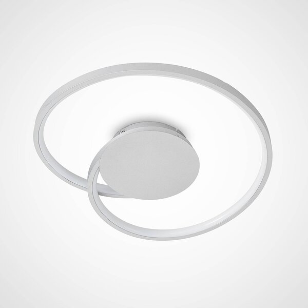 Lucande LED mennyezeti lámpa Enesa, Ø 46 cm, 2.700 K, fényerőszabályozható, dimmelhető, Alu / szürke / cink, Hálószoba, fém, Modern