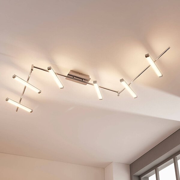 Lindby LED mennyezeti lámpa Pilou, 6 lámpás, dimmelhető, krómozott, dimmelhető, Króm / ezüst, Konyha, fém, Modern