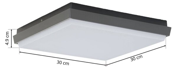 Lucande LED kültéri mennyezeti lámpa Amra, 30 cm, szögletes, antracit, Fekete, Műanyag, Modern