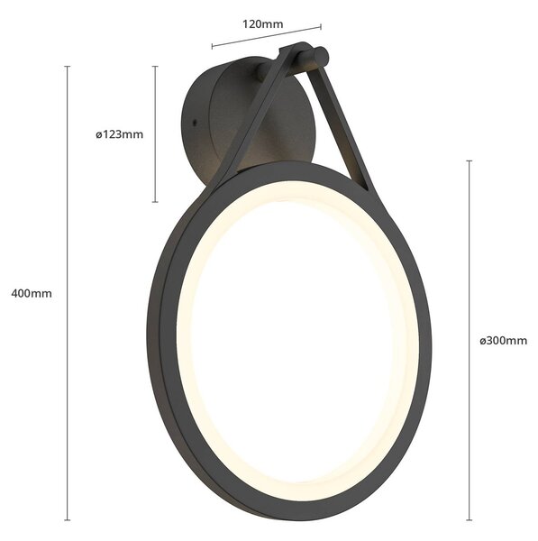 Lucande LED kültéri fali lámpa Mirco, 30 cm, fekete, IP65, Fekete, Alumínium, Modern