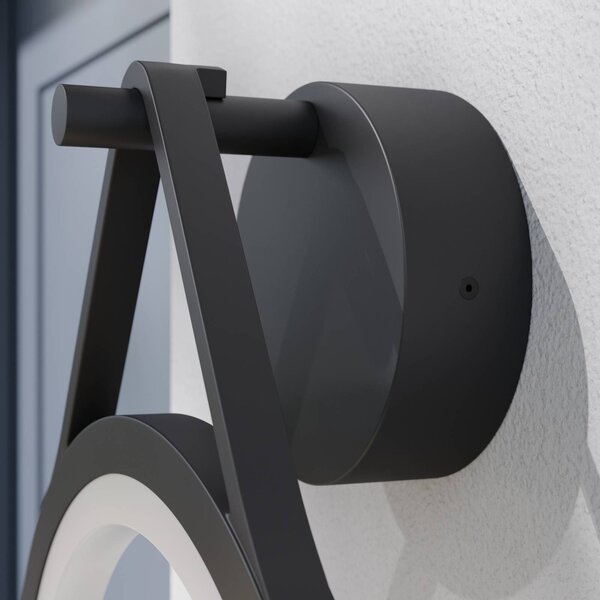 Lucande LED kültéri fali lámpa Mirco, 30 cm, fekete, IP65, Fekete, Alumínium, Modern