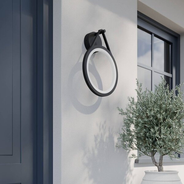 Lucande LED kültéri fali lámpa Mirco, 30 cm, fekete, IP65, Fekete, Alumínium, Modern