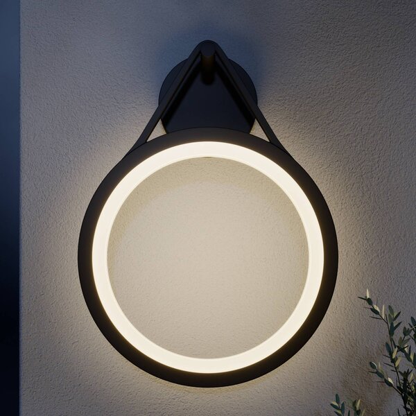 Lucande LED kültéri fali lámpa Mirco, 30 cm, fekete, IP65, Fekete, Alumínium, Modern