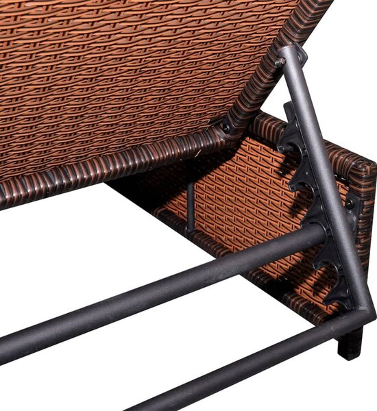 2 db barna polyrattan dönthető kerti szék asztallal