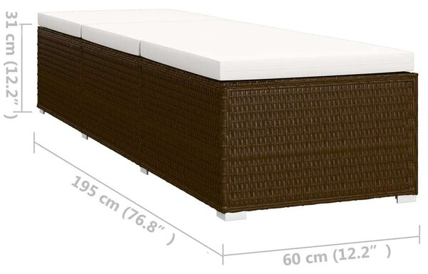 VidaXL Napozóágy Szett - 3 részes - Barna