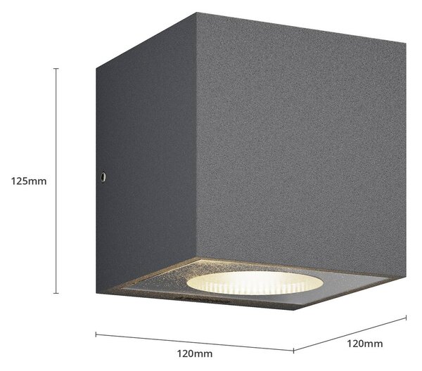 Arcchio LED kültéri falilámpa Tassnim, 1 izzó, antracit, IP65, dimmelhető, Fekete, Alumínium, Modern