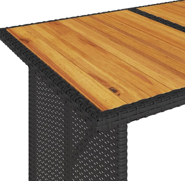 Fekete polyrattan falapos kerti asztal 110 x 68 x 70 cm