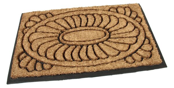 Kókuszos tisztítószőnyeg Flower Deco 45 x 75 x 2,2 cm, barna