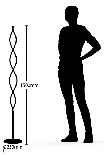 Lindby LED állólámpa Welina, fekete, 150 cm, dimmelhető, dimmelhető, Fekete, Nappali / Étkező, fém, Modern