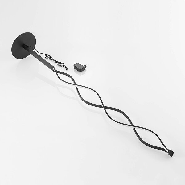 Lindby LED állólámpa Welina, fekete, 150 cm, dimmelhető, dimmelhető, Fekete, Nappali / Étkező, fém, Modern