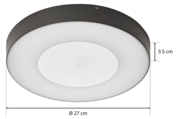 Lucande LED kültéri mennyezeti világítás Sora, kerek, érzékelő, IP54, Alu / szürke / cink, Alumínium, Modern