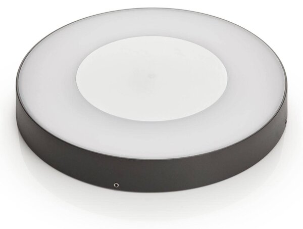 Lucande LED kültéri mennyezeti világítás Sora, kerek, érzékelő, IP54, Alu / szürke / cink, Alumínium, Modern