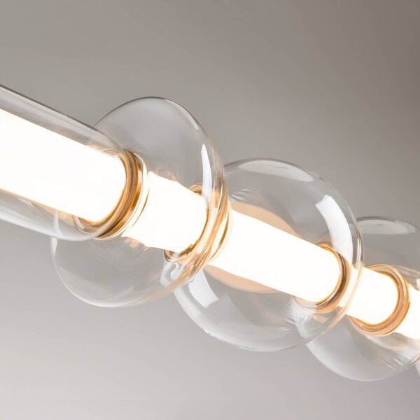 Maytoni Cosmo LED-es függőlámpa, sárgaréz, hossza 98 cm, üveg, Sárgaréz / arany, Nappali / Étkező, fém, Modern