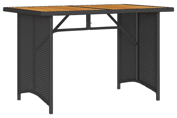 Fekete polyrattan falapos kerti asztal 110 x 68 x 70 cm