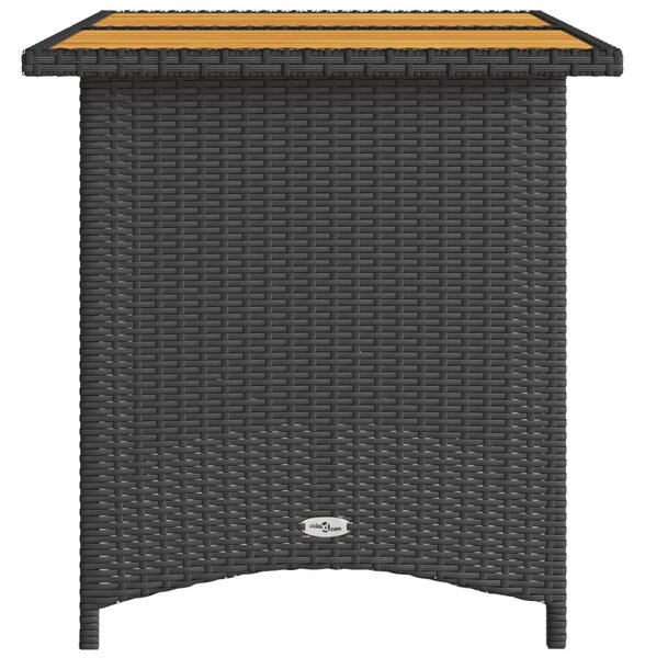 Fekete polyrattan falapos kerti asztal 110 x 68 x 70 cm
