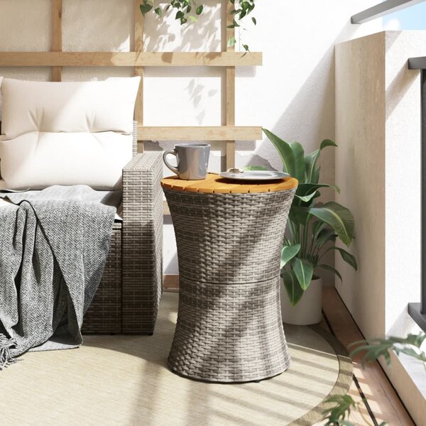 Szürke polyrattan kerti dob alakú kisasztal