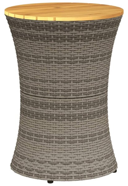 Szürke polyrattan kerti dob alakú kisasztal