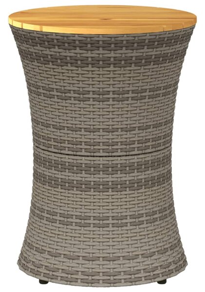 Szürke polyrattan kerti dob alakú kisasztal