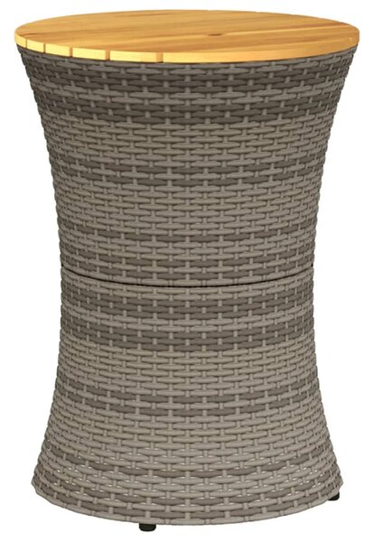 Szürke polyrattan kerti dob alakú kisasztal