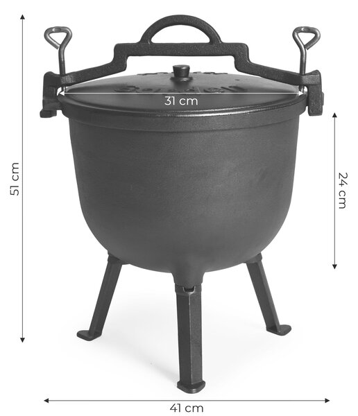 Kociołek żeliwny stojący 15l garnek myśliwski ognisko grill multigarden