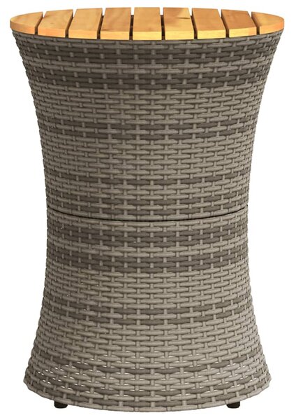 Szürke polyrattan kerti dob alakú kisasztal