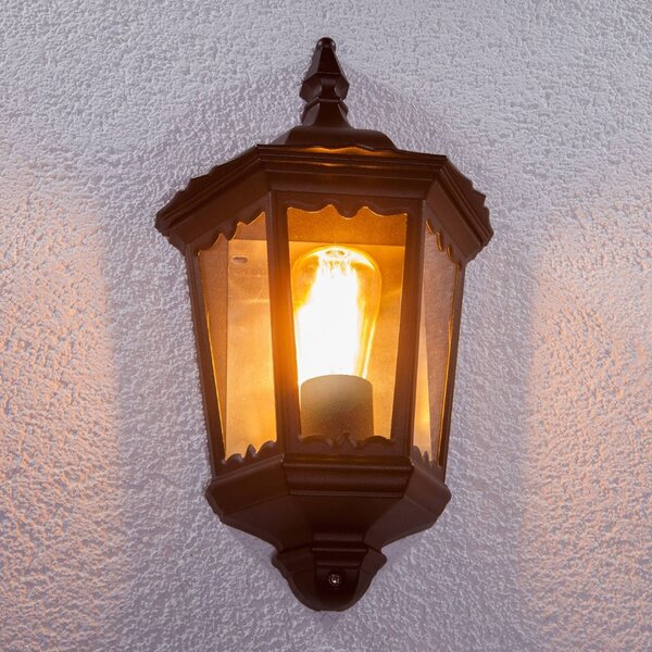 Lindby kültéri fali lámpa Lieva, magasság 44 cm, fekete, üveg, Fekete, Alumínium, Antik