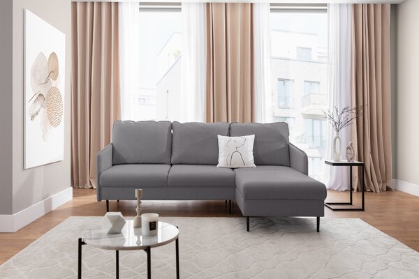 Movani ágyazható jobbos sarokkanapé - szürke Loft 19 szövet / fekete lábak