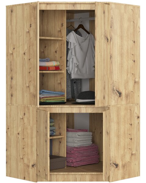 S100 4D CLP sarok ruhásszekrény – artisan tölgy
