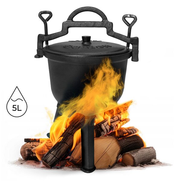 Kociołek żeliwny stojący 5l garnek myśliwski ognisko grill multigarden