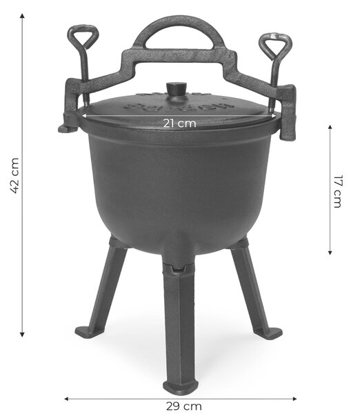 Kociołek żeliwny stojący 5l garnek myśliwski ognisko grill multigarden