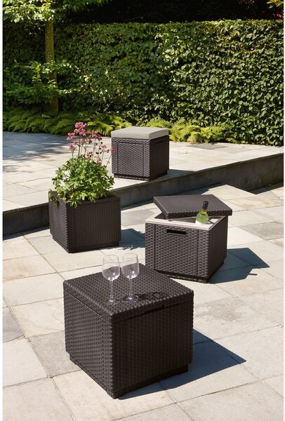 Sötétbarna kerti puff Cube – Keter