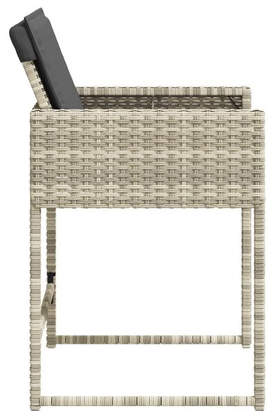 4 db világosszürke polyrattan kerti szék párnával