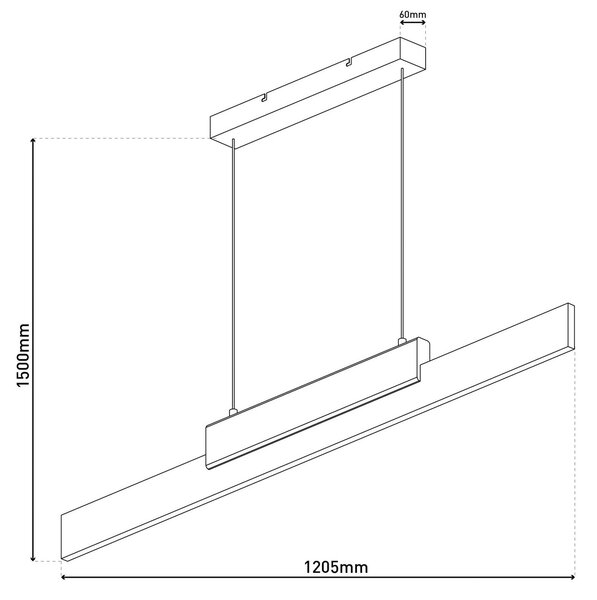 Näve Wiebke LED-es függőlámpa, fekete fa részlet 120,5 cm fényerőszabályzóval, dimmelhető, Fekete, Nappali / Étkező, fém, Modern
