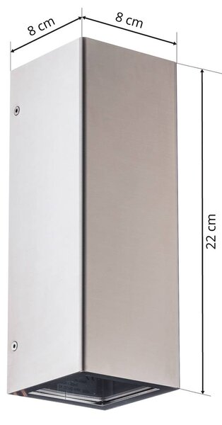 LCD Senta kültéri fali lámpa, rozsdamentes acél, Króm / ezüst, Rozsdamentes acél, Modern