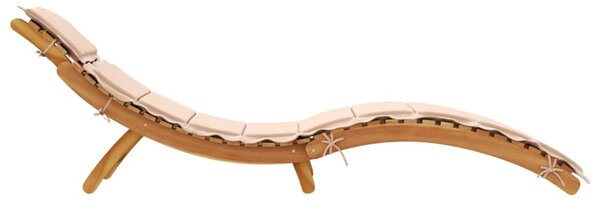 | Napozóágy | párnával 1-személy bézs 55 x 184 x 64cm Tömör Akácfa