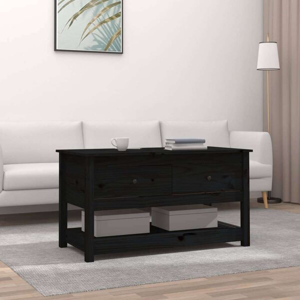 VidaXL fekete tömör fenyőfa dohányzóasztal 102 x 49 x 55 cm