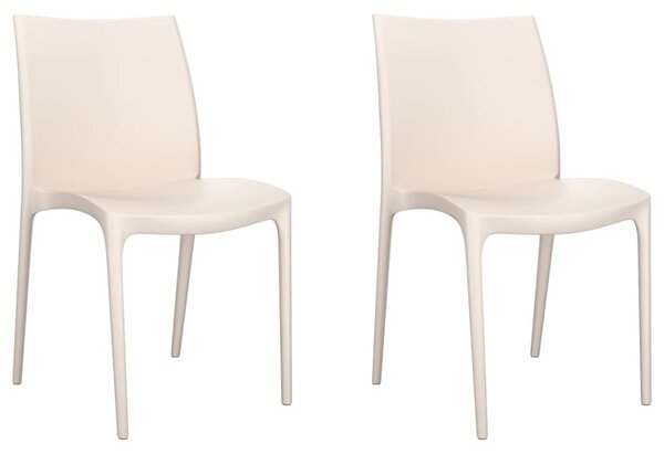 2 db krémszínű polipropilén kerti szék 50 x 46 x 80 cm