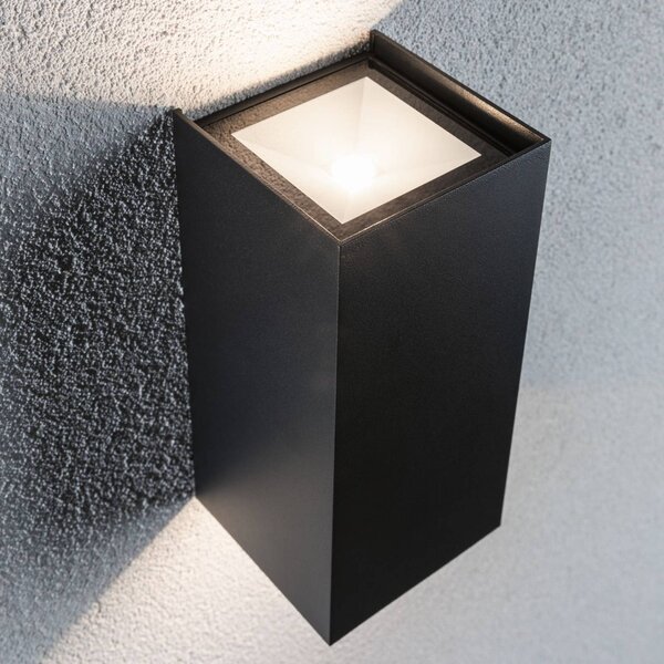 Paulmann LED kültéri falilámpa Flame, 22 cm, antracit, fel/le, Fekete, Alumínium, Modern