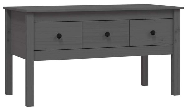 Fenyőfa Dohányzóasztal - 3 Fiókos - Szürke - 102x49x55 cm