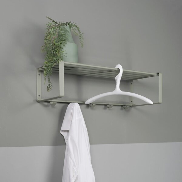 Szürkészöld fém fali fogas polccal 70 cm Rex – Spinder Design
