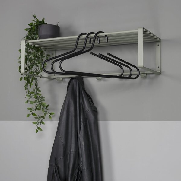 Szürkészöld fém fali fogas polccal 70 cm Rex – Spinder Design
