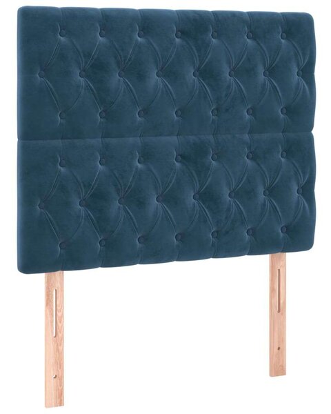 VidaXL sötétkék bársony LED-es fejtámla 100x7x118/128 cm