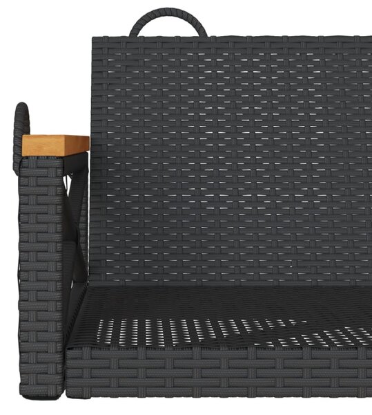 Fekete polyrattan hintapad 63 x 62 x 40 cm