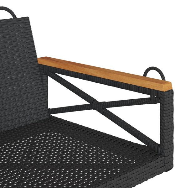 Fekete polyrattan hintapad 63 x 62 x 40 cm