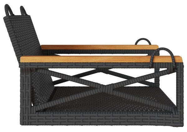 Fekete polyrattan hintapad 63 x 62 x 40 cm