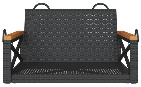 Fekete polyrattan hintapad 63 x 62 x 40 cm