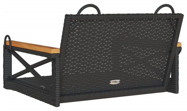 Fekete polyrattan hintapad 63 x 62 x 40 cm